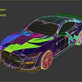 Vibrant Colorful Sports Car With Neon Graphics Aerodynamic Design And Rear Spoiler