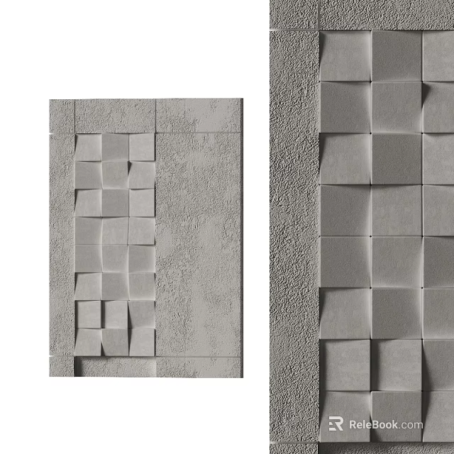 Abstract Painting With Gray Background And Three Dimensional Squares Textured Pattern 3d model 