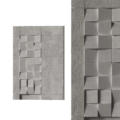 Abstract Painting With Gray Background And Three Dimensional Squares Textured Pattern 3d model