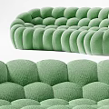 Modern Green Velvet Sofa With Tufted Design Rounded Arms And Comfortable Seating
