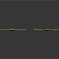 Two Ornate Swords with Silver Blades Green Accents and Golden Decorative Handles