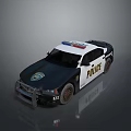 Black and White Police Car With Roof Lights And Front Badge