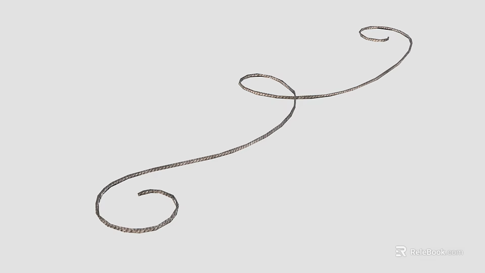 Ornamental Decorative Metal Wire With Curved Spiral Shape On Grey Background 3d model 