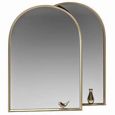Elegant Arched Mirror With Gold Metal Frame For Modern Interior Decoration 3d model