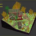 Detailed Miniature Scene With Small Wooden House Green Roof Autumn Trees Lawn Path And Steps