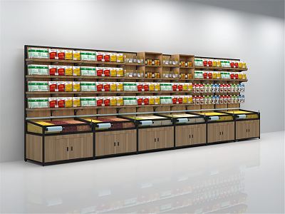 modern shelf supermarket food shelf 3d model