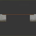 Outdoor Park Bench Featuring Wooden Slats And Stone Concrete Legs Design