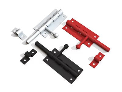Metal Door Latches And Bolts In Silver Red Black Different Styles For Home 3d model