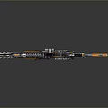 Futuristic Rifle With Scope Orange Gray Color Mechanical Design And Shiny Finish Reflection