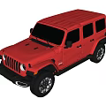 Red Jeep Wrangler SUV With Four Door Design And Off Road Tires
