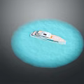 White Luxury Yacht Floating On Blue Calm Water Surface View
