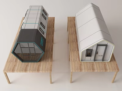 Modern Vacation House Architecture With Geometric Structure Large Windows And Wooden Platform 3d model