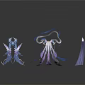 Glowing Fantasy Decorative Structures With Purple Blue Sleek Designs