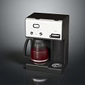 Modern Silver And Black Coffee Maker With Glass Carafe And Red Liquid Kitchen Appliance