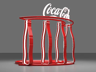 Coca-Cola Brand Red Bottle Shaped Display Structure With Multiple Bottle Elements 3d model