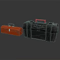 Small Red And Large Black Craftsman Toolboxes With Metal Handles 3d model