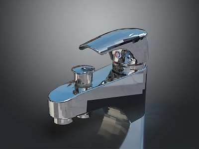 Modern Silver Metallic Faucet Design With Shiny Finish And Single Handle 3d model