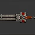 Sci Fi Weapon 3D Model With Mechanical Design Metal Texture Brown Grip And Red Components 3d model