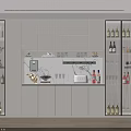 Modern Wine Cabinet Interior Design With Glass Doors LED Lighting And Wine Bottles