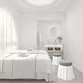 Deluxe Hair And Beauty Salon With Care Products Display Shelves Modern Interior Treatment Area