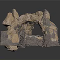 Natural Rock Archway Scenery Component With Irregular Stones And Hanging Stalactites