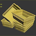 Yellow Plastic Storage Baskets Stackable Design For Home Organization Practical Durable Containers For Daily Use