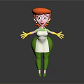 Game and Movie Character with Orange Hair Hairpin White Apron Green Pants Yellow Gloves