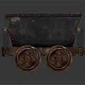 Rusty Old Metal Mine Cart With Two Wheels And Vintage Design Features