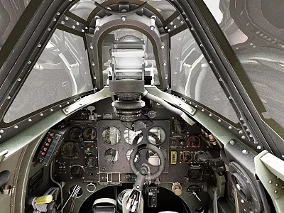 Vintage Aircraft Cockpit Interior With Classic Flight Instruments And Control Panel 3d model