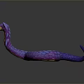 Vibrant Purple Blue Reptile 3D Model With Yellow Fins And Shiny Scales