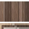 Modern Wooden Sofa Accent Wall With Striped Design 3d model