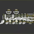 Green Model Train With Multiple Carriages Yellow Stripes And Silver Details 3d model