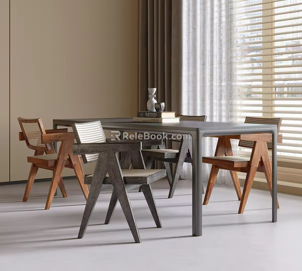 Modern Dining Table and Chair Combination Dining Chair Dining Table 3d model