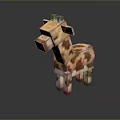 Pixelated Blocky Giraffe Game Character With Brown Beige Colors In Minecraft Style 3D Render