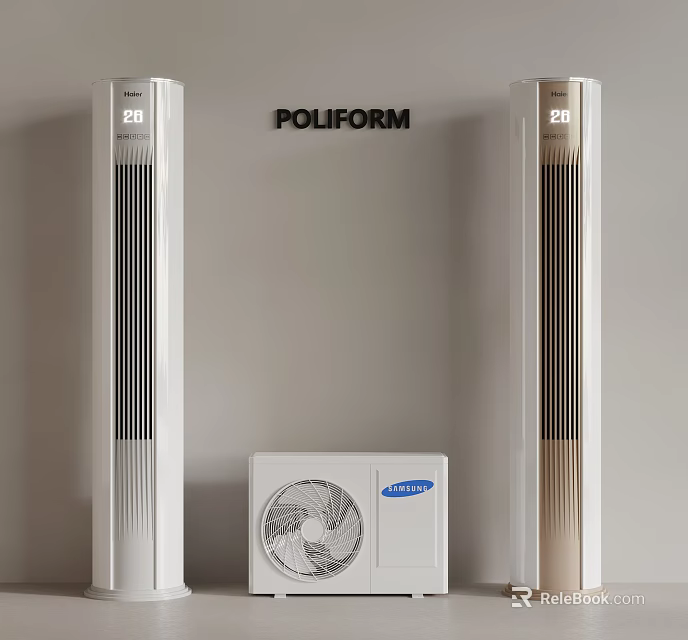 Modern Tower Air Conditioner And Fan With Sleek Design For Home Living Space 3d model 