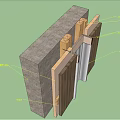Building Component Structure With Wooden Panels Insulation Layer And Steel Support 3d model