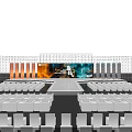Modern Stage Platform Design With Blue Orange Lighting And Flame Effects 3d model