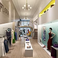 Clothing Store Interior Design With Staircase Display Racks And Seating Furniture