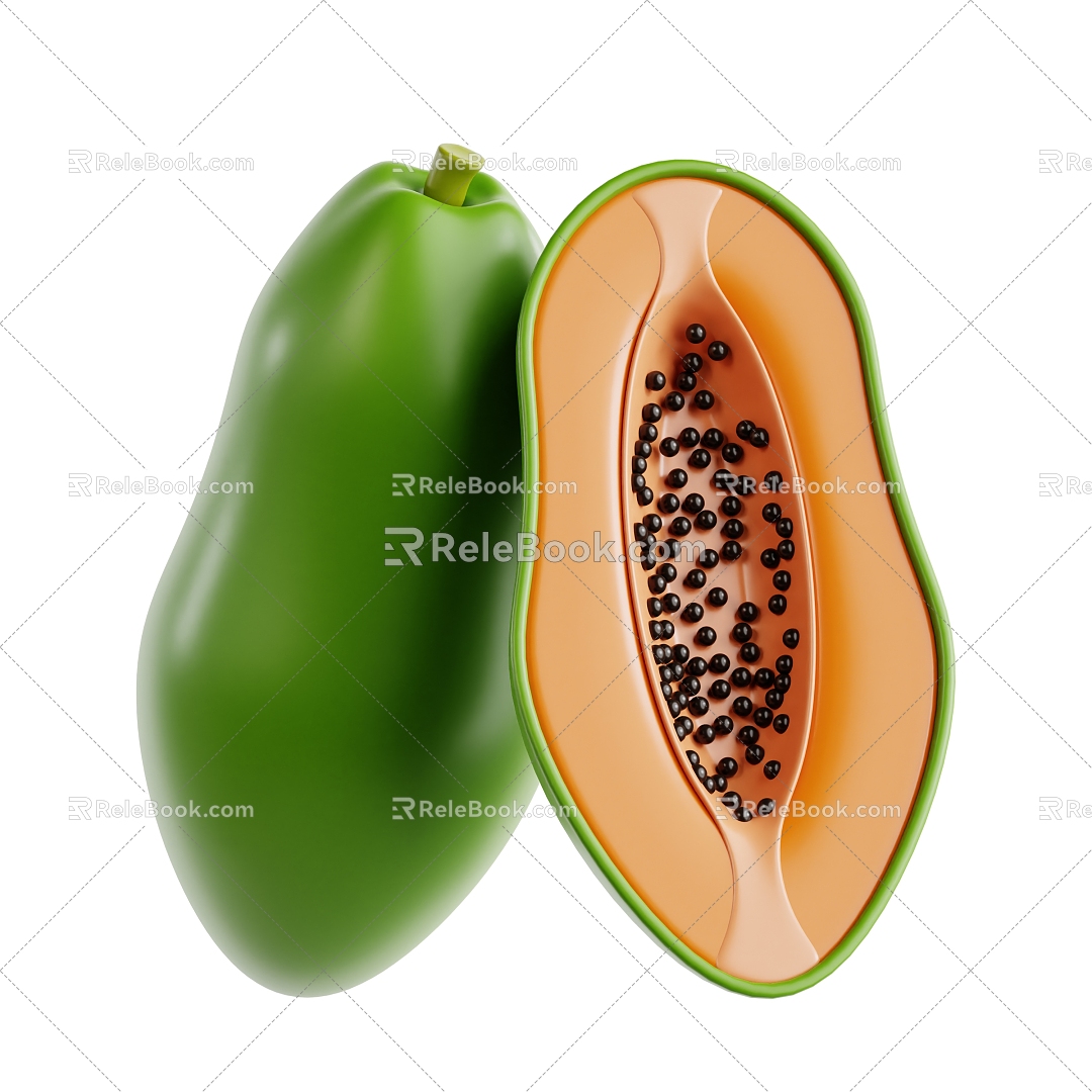 Modern Papaya Cartoon Fruit Cartoon Papaya 3d model