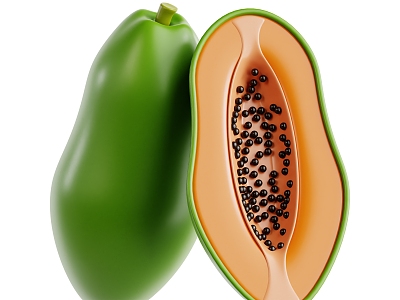 Modern Papaya Cartoon Fruit Cartoon Papaya 3d model