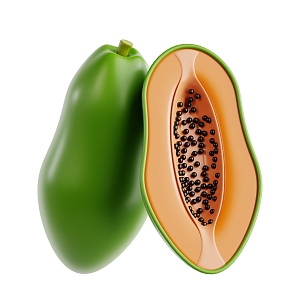 Modern Papaya Cartoon Fruit Cartoon Papaya 3d model