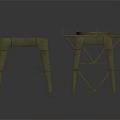 Industrial Metal Frame Equipment with Crossed Bars Circular Components and Spikes