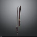 Traditional Japanese Katana Weapon With Red Sheath And Wrapped Handle Design