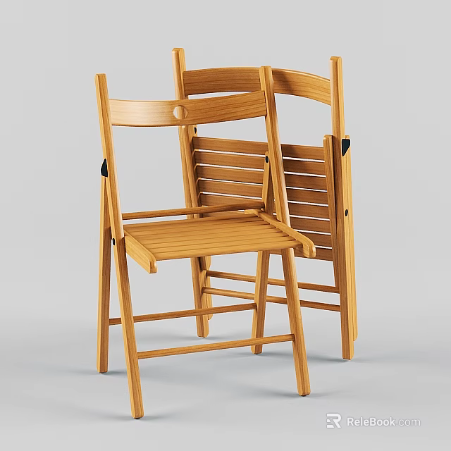 Lightweight Wooden Folding Leisure Chair With Slatted Back Design For Home And Outdoor Use 3d model 