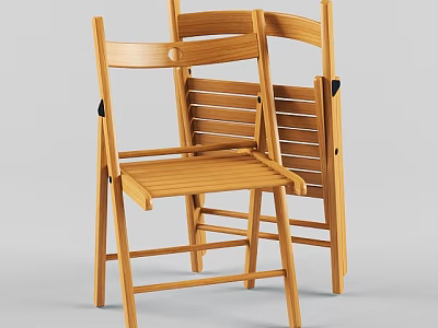 Lightweight Wooden Folding Leisure Chair With Slatted Back Design For Home And Outdoor Use 3d model