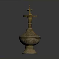 Traditional Brass Water Pot With Intricate Carvings And Curved Spout As Household Item