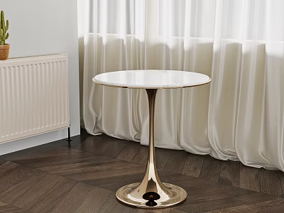 Elegant Round Side Table With Marble Top And Gold Base In Modern Living Room 3d model