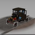 Vintage Classic Automobile With Wooden Body Black Roof And Large Wheels On Road