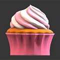 Delicious Cupcake With Pink And White Swirled Frosting Orange Base And Pink Liner