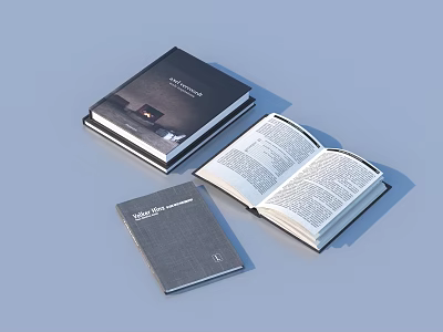 Architecture Books With Black Gray Covers Open Pages And Hotel Themes 3d model